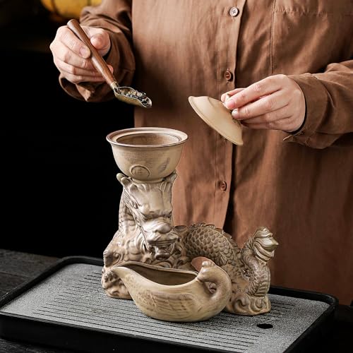 Ceramic Teapot with Infuser Semi Automatic Tea Set Magic Teapot with 8 cups Gradient Color