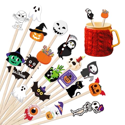 100Pcs Halloween Wooded Coffee Stirrers 7'' Disposable Stir Stick (100 Count)
