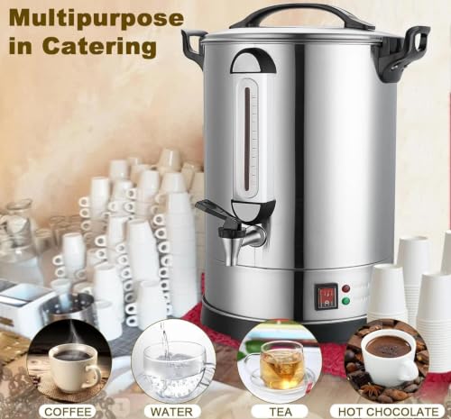 24L Coffee Percolator Large Coffee Maker 155 Cups Commercial Coffee Urn Electric Industrial Coffee Maker Hot Water Dispenser Machine for Catering