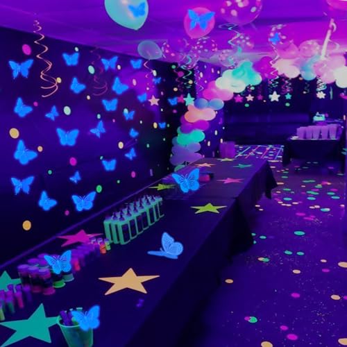 Glow in The Dark 3D Butterfly 24 Pcs Blue Butterfly Stickers (24 Count)