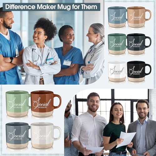 10 Pcs Social Worker Appreciation Gifts Bulk 13 oz Ceramic Coffee Mugs Thank You Cups Social Worker Graduation Gift for BSW MSW DSW LCSW Must Haves Office Work (10 Count)