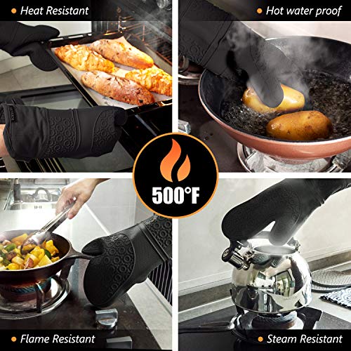 Silicone Oven Mitts and Pot Holders Sets