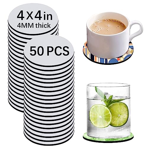 50 PCS Sublimation Blank Cup Coasters Bulk (50 Count)