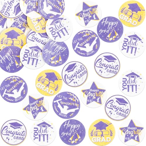 48Pcs 2026 Graduation Cupcake Toppers Wafer Paper Class of 2026 Cake Decorations Edible Congrats Grad Cupcake Picks for 2026 Graduation Theme Party Cake Supplies Gold Purple (48 Count)