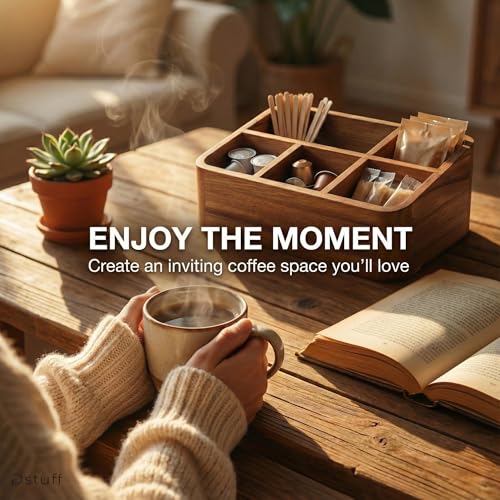 Acacia Wood Coffee Station Organizer for Countertop
