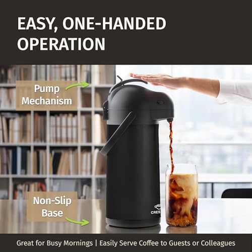 Airpot Coffee Carafe Dispenser with Pump Black 12 Hours Hot Water Retention
