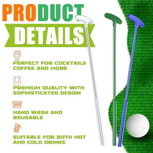 Golf Putter Swizzle Stir Sticks Coffee and Cocktail Stirrers 6 Inch Drink Plastic Golf Club Cocktail Swizzle Sticks Party Decorations Favors Reusable for Garnish or Mixers