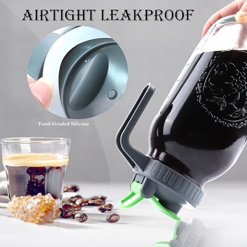 Cold Brew Coffee Maker 64 Oz Mason Jar Iced Tea Pitcher With Strainer 2 Set Half Gallon Glass Pitcher With Spout Lid 2 Quar Water Jug For Fridge Beverage