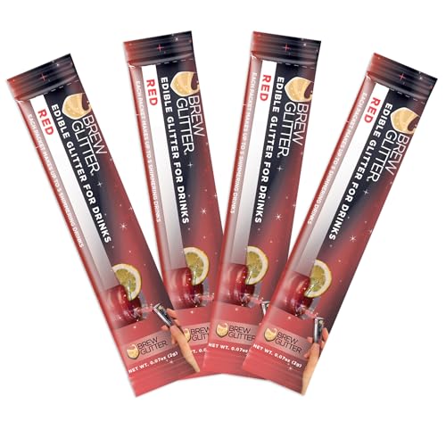 Brew Glitter Red Edible Drink Glitter 4 x 2g Packets for Cocktails (4 Count)