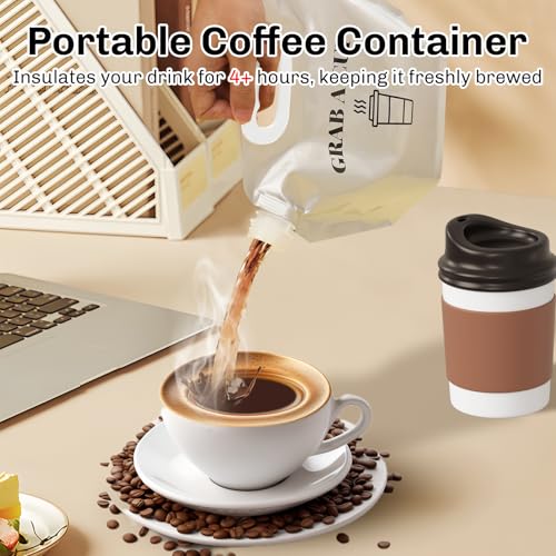 10 Pack Disposable Coffee Dispensers with Handle Coffee Box Cold Hot Beverage Dispenser COFFEE Carrier with Handle Take Out Camping Water Storage Containers Water Bag for Hiking (10 Count)