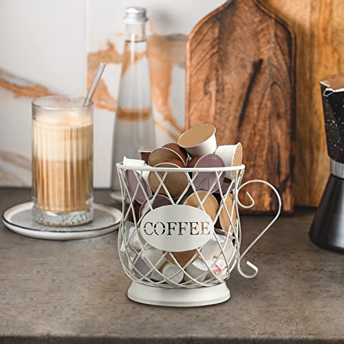 White Medium Coffee Pod Capsule Storage Holder for 35 K Cups Capacity K Cup Holder K Cup Organizer