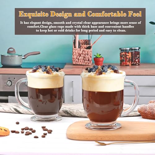 Set of 4 Clear Glass Coffee Mugs (4 Count)
