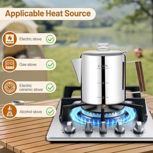 No Coating 6 Cup Percolator Coffee Pot 304 Stainless Steel