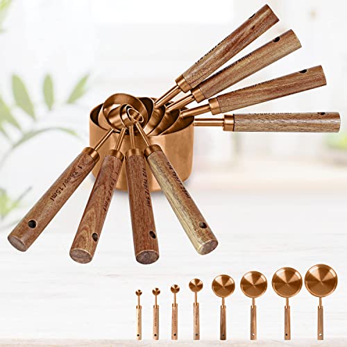 Collection 8 Piece Rose Gold Measuring Cups Set and Measuring Spoons