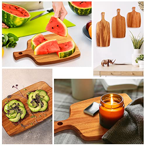 3 Pcs Acacia Wood Cutting Board with Handle (3 Count)