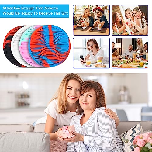 6 Pack Rubber Drink Coasters Plastic Coaster with Holder