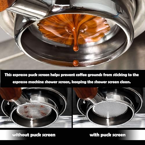 V4 Espresso Puck Screen 0.8mm Thickness Honeycomb Mesh Double Layer Black Protective Coating for Coffee Portafilter Basket
