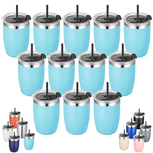Stainless Steel 12 oz Tumblers bulk Vacuum Insulated Double Wall Travel Tumbler with Lid and Straw Reusable Tumbler (12 Count)