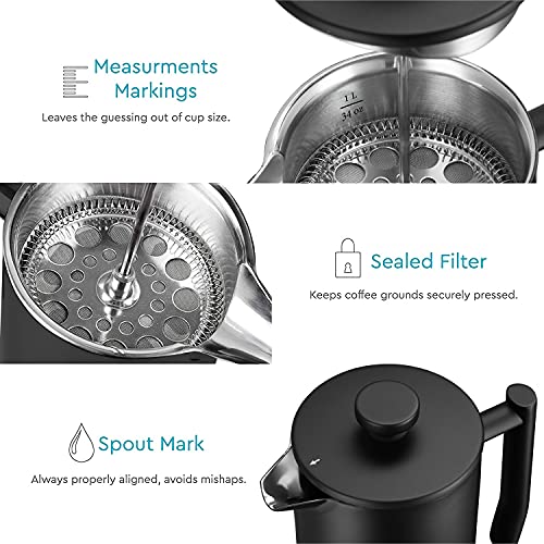Large Insulated French Press Coffee Maker 50oz