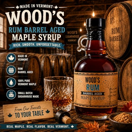 WOODS VERMONT Rum Barrel Aged Maple Syrup (8.45 Fl Oz)