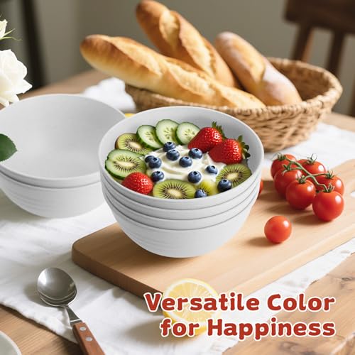 Wheat Straw Sets of 6 Alternative White Plastic Bowls Reusable 26oz