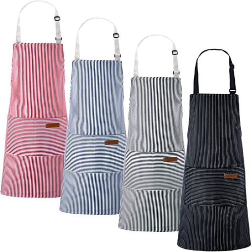 Cotton Aprons with Pockets (4 Count)