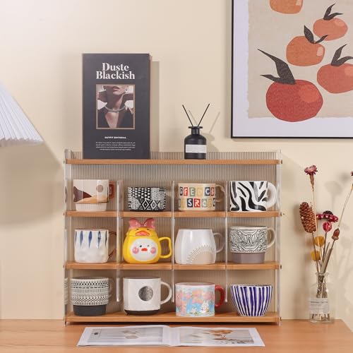 Mug Shelf 4 Tier Walnut Coffee Cup Displays