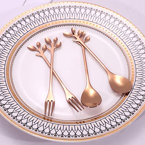 Elegant Rose Gold Leaf Coffee Spoons (10 Count)