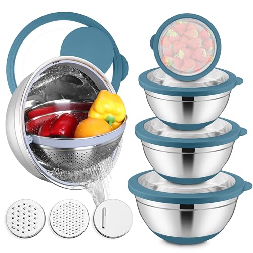 Stainless Steel Mixing Bowls with Lids & Colander (6 Count)