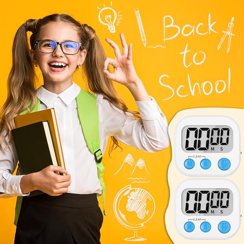 Digital Kitchen Timers for Cooking Kids White 12 Pack (12 Count)