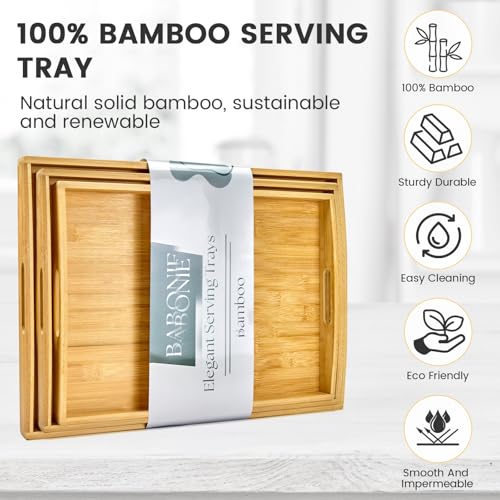 Bamboo Serving Tray Set of 3 (3 Count)