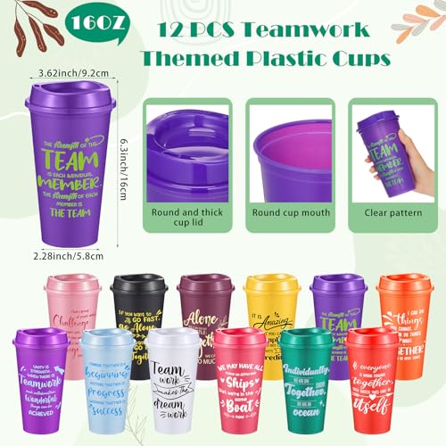 12 Set 48 Pcs Team Appreciation Gifts Bulk Team Thank You Gift Set 16 oz Coffee Cups Thank You Mini Spiral Notebooks Pens Keychains for Staff Teacher (48 Count)
