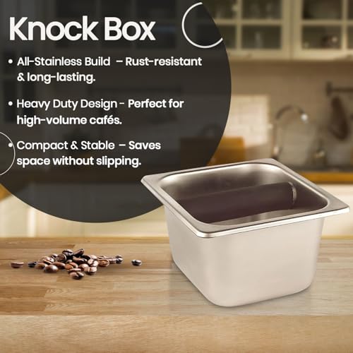 Stainless Steel Espresso Knock Box with Bar