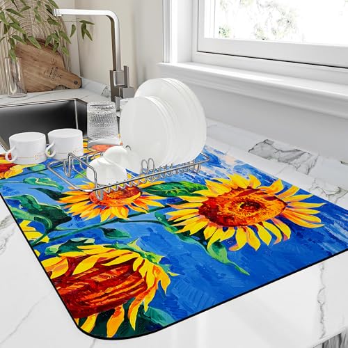 Dish Drying Mat for Kitchen Counter Absorbent Dish Coffee Mat 16"X24"