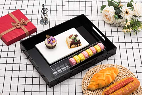 Glossy Black Sturdy Acrylic Serving Tray with Handles
