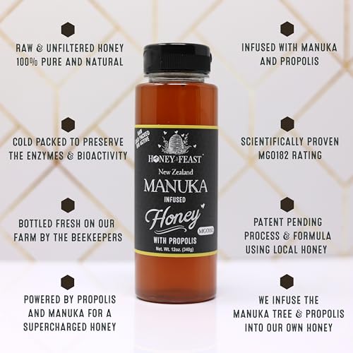 New Zealand Manuka Infused Honey with Propolis 12oz (12 Fl Oz)