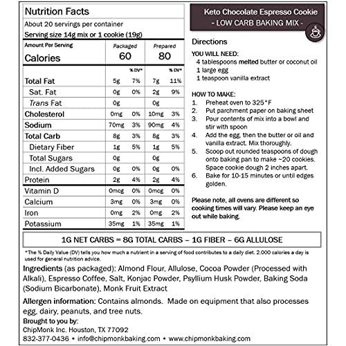 Espresso Chocolate Keto Cookie Mix Low Carb Gluten