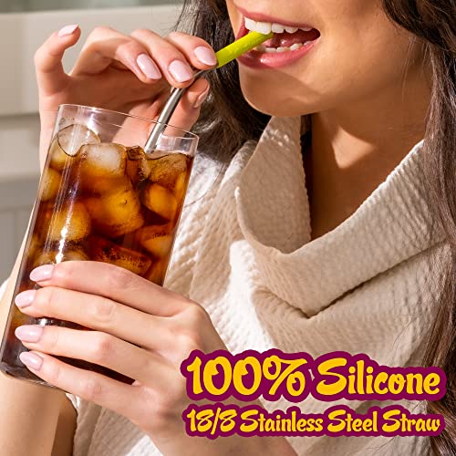 Premium Reusable Stainless Steel Drinking Straws With Silicone Tips + Patented Straw Cleaners and Carrying Case