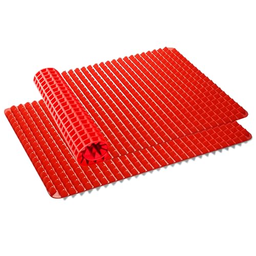 Silicone Baking Mat Red Pyramid Non Stick Bacon Microwave Tray Pastry Mats Red BBQ Grill Mat Baking Supplies oven Liners For Bottom Of Oven