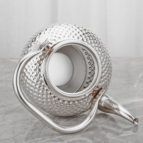 1200ml Teapot with Infuser Stainless Steel Lifting Handle Tea Maker Silver
