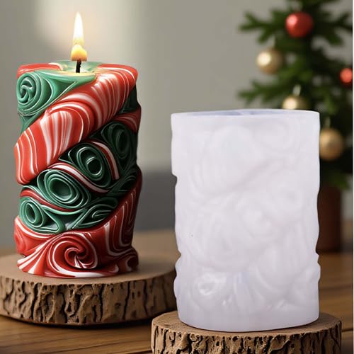 Flower Succulent Leaves Cylinder Molds Silicone Wave Spiral Candle Mold
