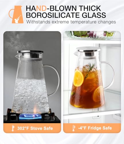 Glass Pitcher with Lid and Handle