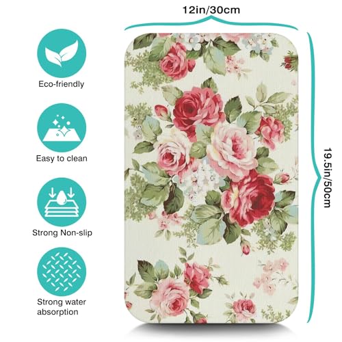 Dish Drying Mat for Kitchen Counter 20x12in Washable Quick Dish Drying Pad Rubber Backed Absorbent Draining Mat Fit Kitchen Counter