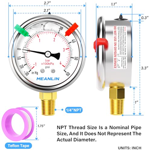 30inHG~60Psi Vacuum Pressure Gauge 1