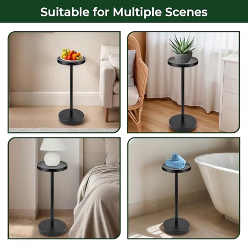 Solid Wood Pedestal Side Table Black