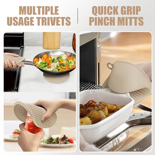 Silicone Oven Mitts and Pot Holders Sets