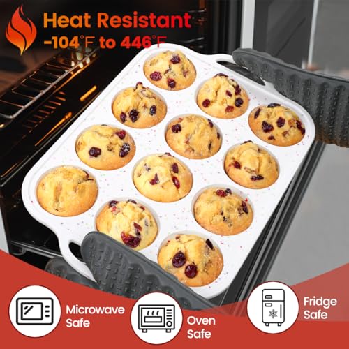 12 Cups & 24 Cups Silicone Muffin Pan with Metal Frame (2 Count)