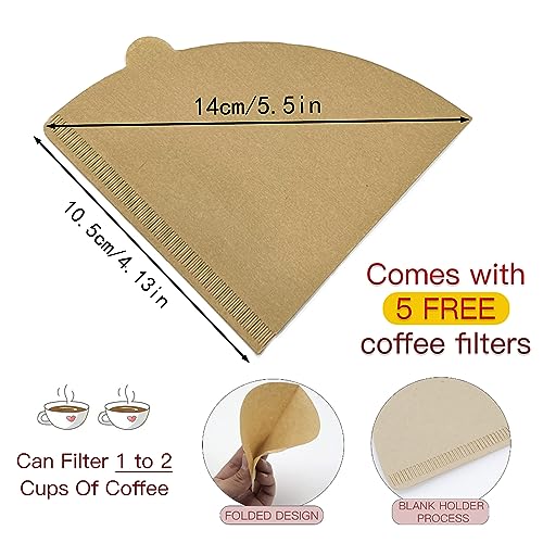 Collapsible Coffee Dripper Filter Reusable with 5 Paper Filters