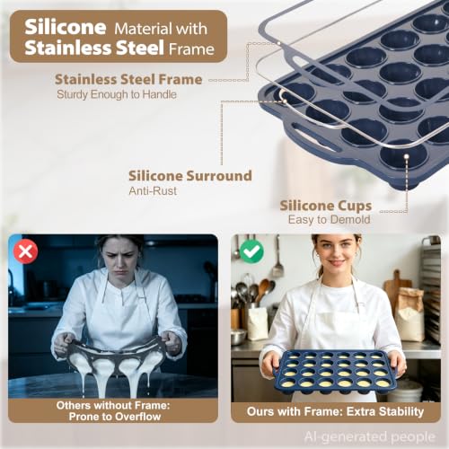 2 Pack Mini Silicone Muffin Pan with Frame (2 Count)