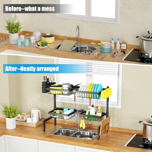 4 Baskets 2 Tier Over The Sink Dish Drying Rack